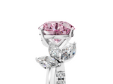 White gold Fancy Pink Round  Diamond Floral Vine Solitaire Engagement Ring_5