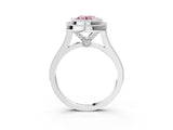 White gold Fancy Pink Round  Diamond Halo Ring with Milgrain Frame and Pavé Band_37