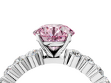 White gold Fancy Pink Round  Diamond Pavé Band Solitaire with Four-Prong Setting_4