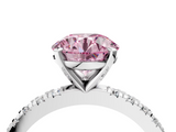 White gold Fancy Pink Round  Diamond Pavé Band Solitaire with Four-Prong Setting_4