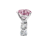White gold Fancy Pink Round  Diamond Pavé Band Solitaire with Four-Prong Setting_5