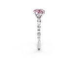 White gold Fancy Pink Round  Diamond Prong Set Engagement Ring with Pave Band_2