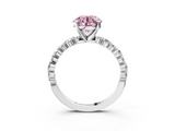 White gold Fancy Pink Round  Diamond Prong Set Engagement Ring with Pave Band_3