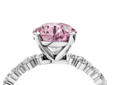 White gold Fancy Pink Round  Diamond Prong Set Engagement Ring with Pave Band_4