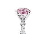 White gold Fancy Pink Round  Diamond Prong Set Engagement Ring with Pave Band_5