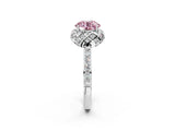 White gold Fancy Pink Round  Diamond Solitaire Ring with Shared Prong Pavé Band_14