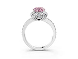 White gold Fancy Pink Round  Diamond Solitaire Ring with Shared Prong Pavé Band_15