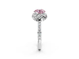 White gold Fancy Pink Round  Diamond Solitaire Ring with Shared Prong Pavé Band_89