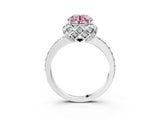 White gold Fancy Pink Round  Diamond Solitaire Ring with Shared Prong Pavé Band_92