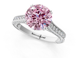 White gold Fancy Pink Round  Diamond Solitaire with Pave Band and Six-Prong Setting_1