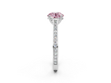 White gold Fancy Pink Round  Diamond Solitaire with Pave Band and Six-Prong Setting_2