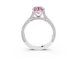 White gold Fancy Pink Round  Diamond Solitaire with Pave Band and Six-Prong Setting_3