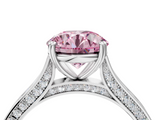 White gold Fancy Pink Round  Diamond Solitaire with Pave Band and Six-Prong Setting_4
