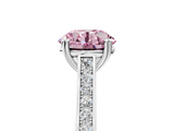 White gold Fancy Pink Round  Diamond Solitaire with Pave Band and Six-Prong Setting_5