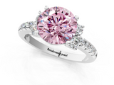 White gold Fancy Pink Round  Diamond Three-Stone Pave Band with Four-Prong Setting_1