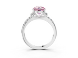 White gold Fancy Pink Round  Diamond Three-Stone Pave Band with Four-Prong Setting_3