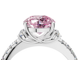 White gold Fancy Pink Round  Diamond Three-Stone Pave Band with Four-Prong Setting_4