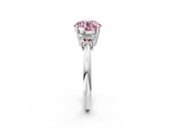 White gold Fancy Pink Round  Diamond Three-Stone Ring with Trapezoid Side Stones and Prong Setting_2