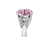 White gold Fancy Pink Round  Diamond Three-Stone Ring with Trapezoid Side Stones and Prong Setting_5