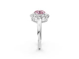 White gold Fancy Pink Round  Halo Cluster Diamond Engagement Ring with Prong Setting and Polished Band_22