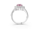 White gold Fancy Pink Round  Halo Cluster Diamond Engagement Ring with Prong Setting and Polished Band_22