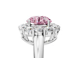 White gold Fancy Pink Round  Halo Cluster Diamond Engagement Ring with Prong Setting and Polished Band_24