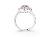 White gold Fancy Pink Round  Halo Cluster Diamond Engagement Ring with Solitaire Band and Prong Setting_68