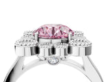 White gold Fancy Pink Round  Halo Diamond Cluster Engagement Ring with Milgrain Bezel Setting and Solitaire Band_68