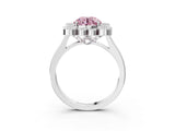 White gold Fancy Pink Round  Halo Diamond Cluster Engagement Ring with Milgrain Bezel Setting and Solitaire Band_72