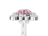 White gold Fancy Pink Round  Halo Diamond Cluster Engagement Ring with Milgrain Bezel Setting and Solitaire Band_74