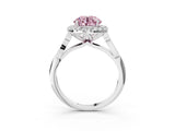 White gold Fancy Pink Round  Halo Diamond Engagement Ring with Filigree Band and Four-Prong Setting_10