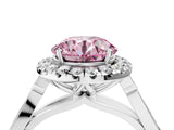 White gold Fancy Pink Round  Halo Diamond Engagement Ring with Filigree Band and Four-Prong Setting_11