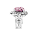 White gold Fancy Pink Round  Halo Diamond Engagement Ring with Filigree Band and Four-Prong Setting_12