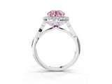White gold Fancy Pink Round  Halo Diamond Engagement Ring with Filigree Band and Four-Prong Setting_136