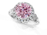 White gold Fancy Pink Round  Halo Diamond Engagement Ring with Filigree Band and Four-Prong Setting_137