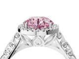 White gold Fancy Pink Round  Halo Diamond Engagement Ring with Intricate Filigree Band and Four-Prong Setting_4