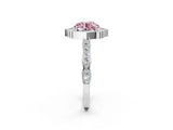 White gold Fancy Pink Round  Halo Diamond Engagement Ring with Milgrain Band and Four-Prong Setting_43