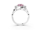 White gold Fancy Pink Round  Halo Diamond Engagement Ring with Milgrain Band and Four-Prong Setting_44
