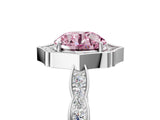 White gold Fancy Pink Round  Halo Diamond Engagement Ring with Milgrain Band and Four-Prong Setting_46