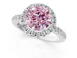 White gold Fancy Pink Round  Halo Diamond Engagement Ring with Pavé Band and Four-Prong Setting_88