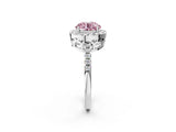 White gold Fancy Pink Round  Halo Diamond Engagement Ring with Pavé Band and Four-Prong Setting_89