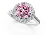 White gold Fancy Pink Round  Halo Diamond Engagement Ring with Solitaire Band and Four-Prong Setting_1