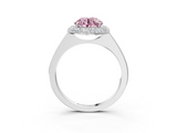 White gold Fancy Pink Round  Halo Diamond Engagement Ring with Solitaire Band and Four-Prong Setting_3