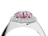 White gold Fancy Pink Round  Halo Diamond Engagement Ring with Solitaire Band and Four-Prong Setting_4