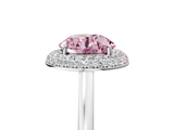 White gold Fancy Pink Round  Halo Diamond Engagement Ring with Solitaire Band and Four-Prong Setting_5