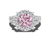 White gold Fancy Pink Round  Halo Diamond Engagement Ring with Split Shank and Four-Prong Setting_35