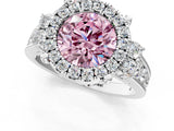 White gold Fancy Pink Round  Halo Diamond Engagement Ring with Split Shank and Four-Prong Setting_36
