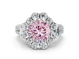 White gold Fancy Pink Round  Halo Diamond Engagement Ring with Split Shank and Prong Setting_27