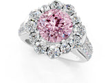White gold Fancy Pink Round  Halo Diamond Engagement Ring with Split Shank and Prong Setting_28