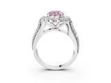 White gold Fancy Pink Round  Halo Diamond Engagement Ring with Split Shank and Prong Setting_30